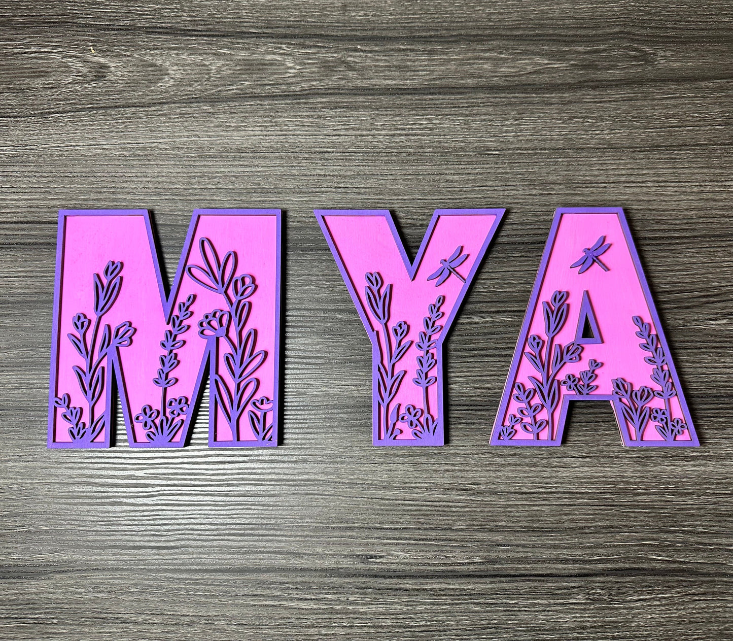 Custom "Floral Name Sign" for Nursery - Personalized Wooden Name with Acrylic Floral Outline