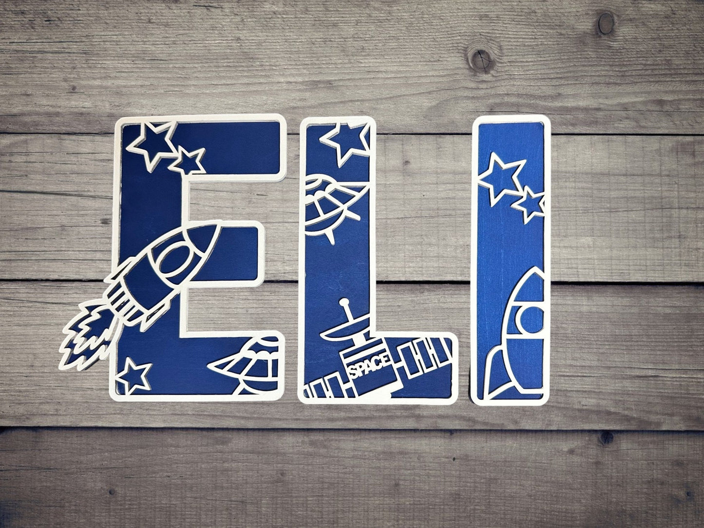 Personalized Space Design Acrylic Name Letters for Kids Room