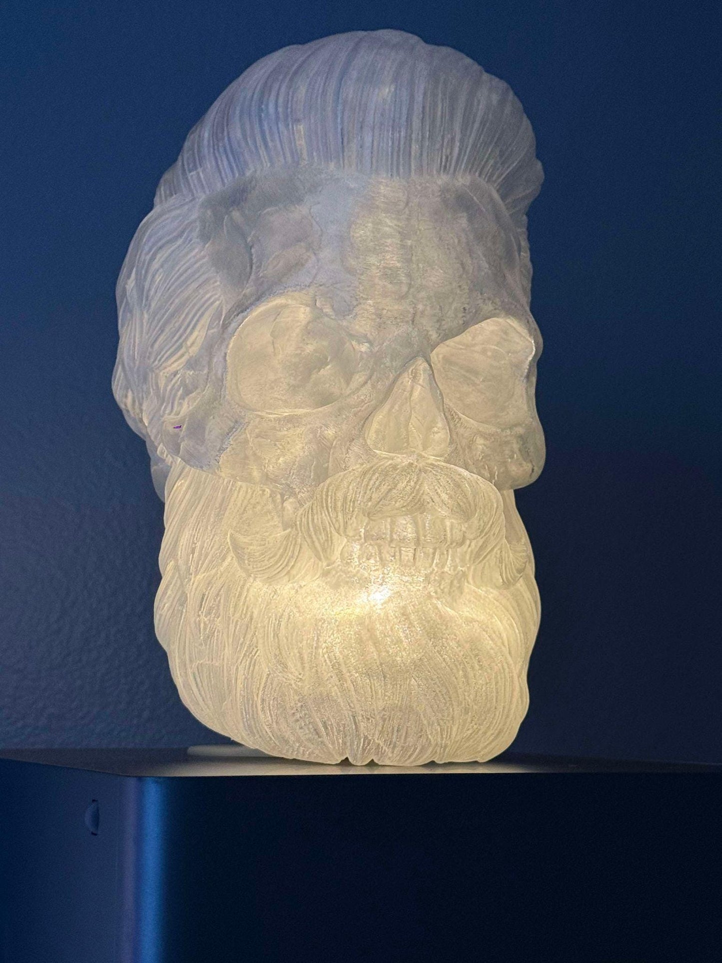 Glowing LED Skull Hat Stand Skull with Beard 3d Print Headphone Stand Skull Hat Display