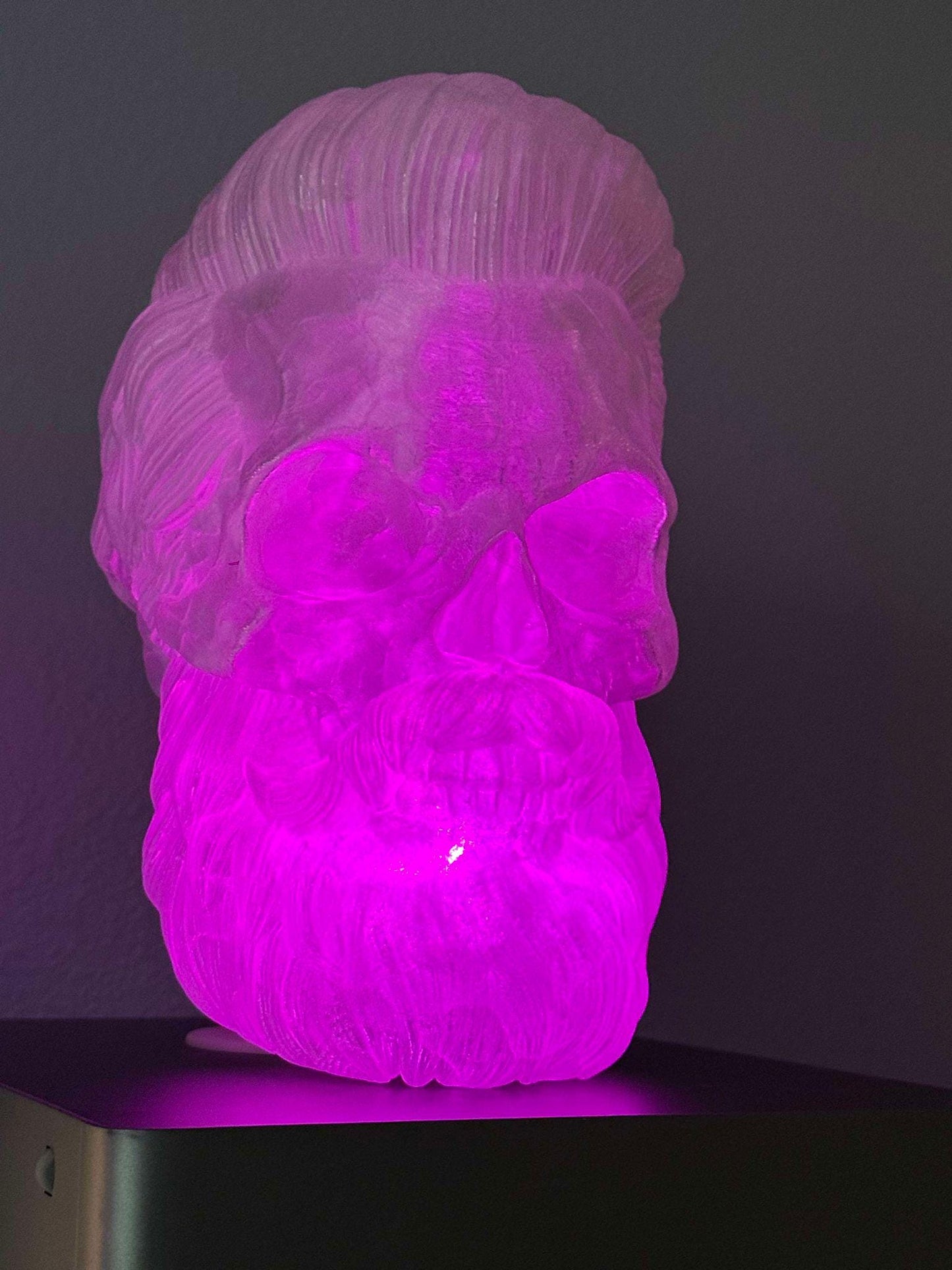 Glowing LED Skull Hat Stand Skull with Beard 3d Print Headphone Stand Skull Hat Display