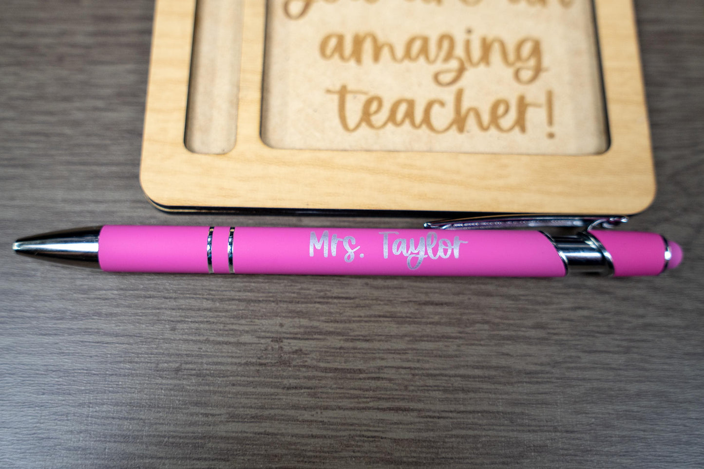 Sticky Note Holder, Pen Holder with Custom Name & Pen, Notes holder, Teacher Gift for Desk, Personalized Teacher Gift Appreciation