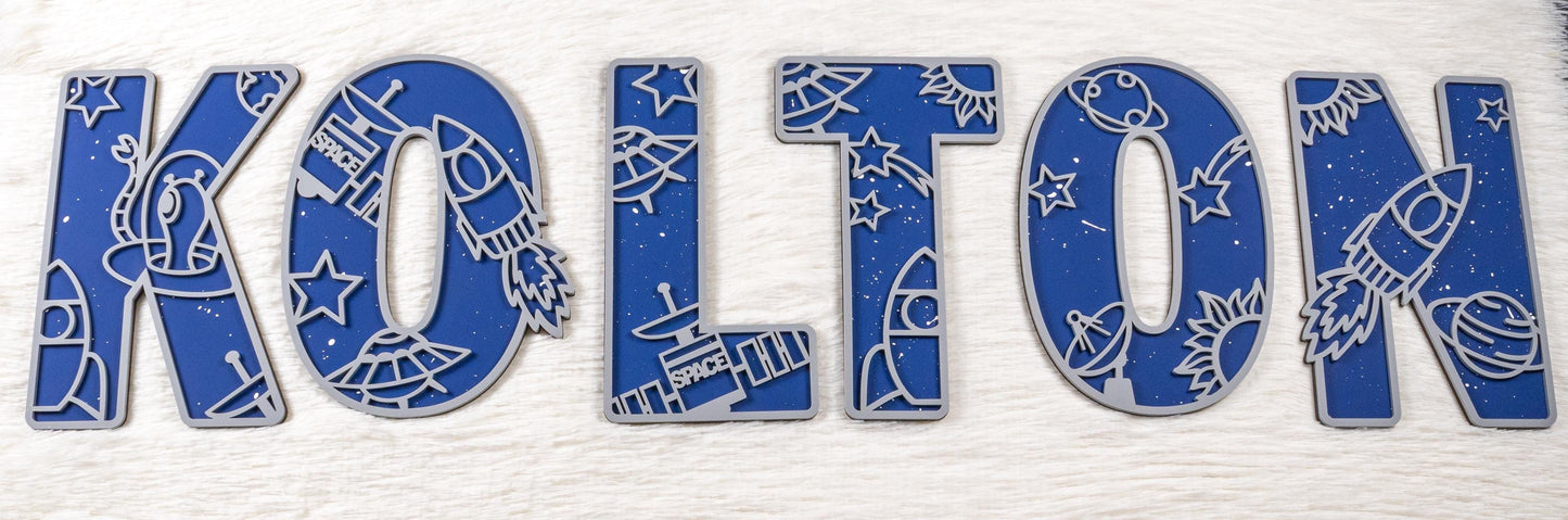 Personalized Space Design Acrylic Name Letters for Kids Room