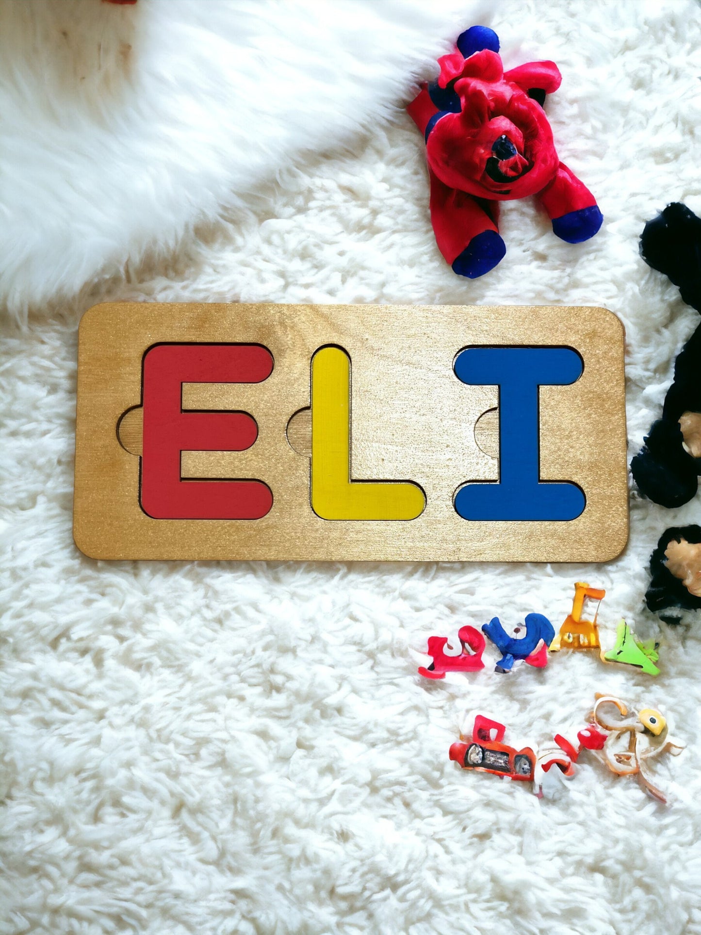 Custom Wooden Name Puzzle, Montessori Toy, Nursery Decor