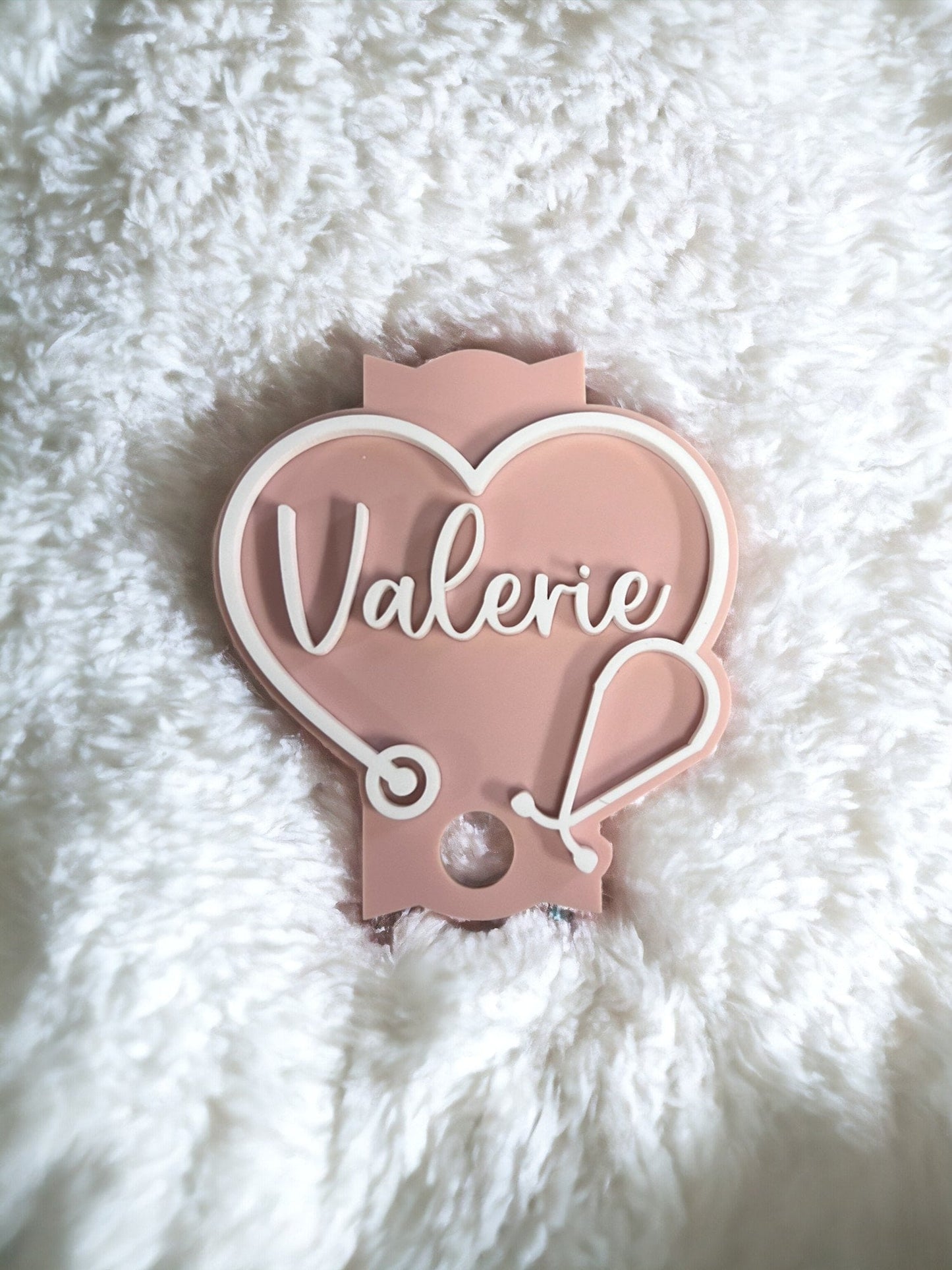 Personalized Glitter Tumbler Topper: Nurse Stethoscope Name Plate