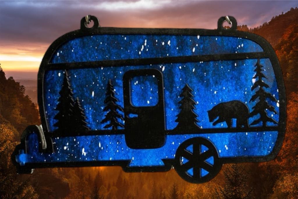 Camper Suncatcher: Faux Stained Glass RV Ornament