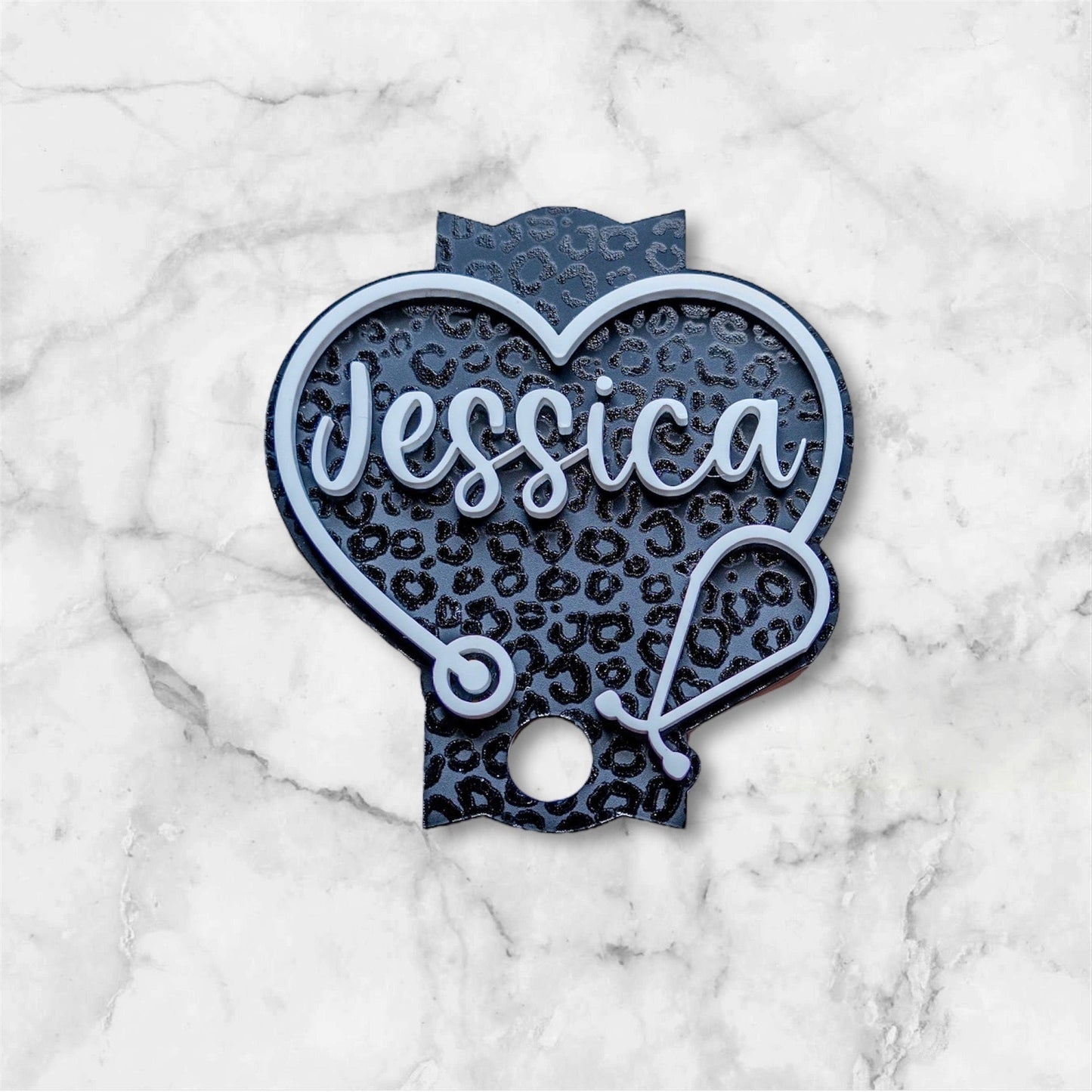 Personalized Glitter Tumbler Topper: Nurse Stethoscope Name Plate