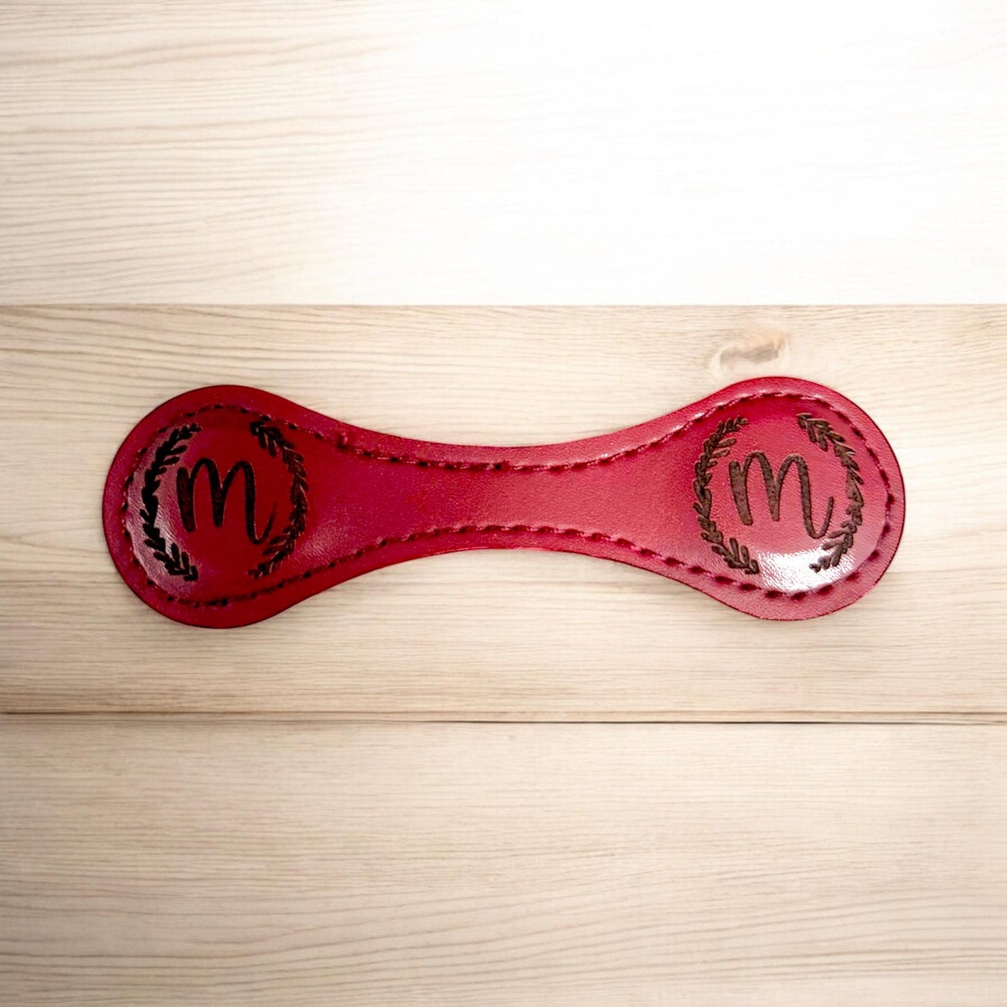 Personalized Leather Magnetic Bookmark: Engraved Initial Book Accessory