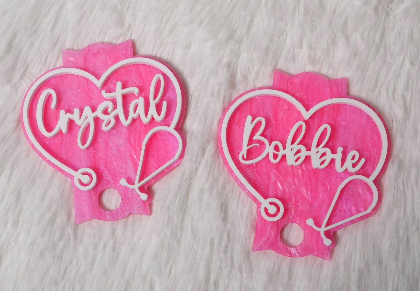 Personalized Glitter Tumbler Topper: Nurse Stethoscope Name Plate