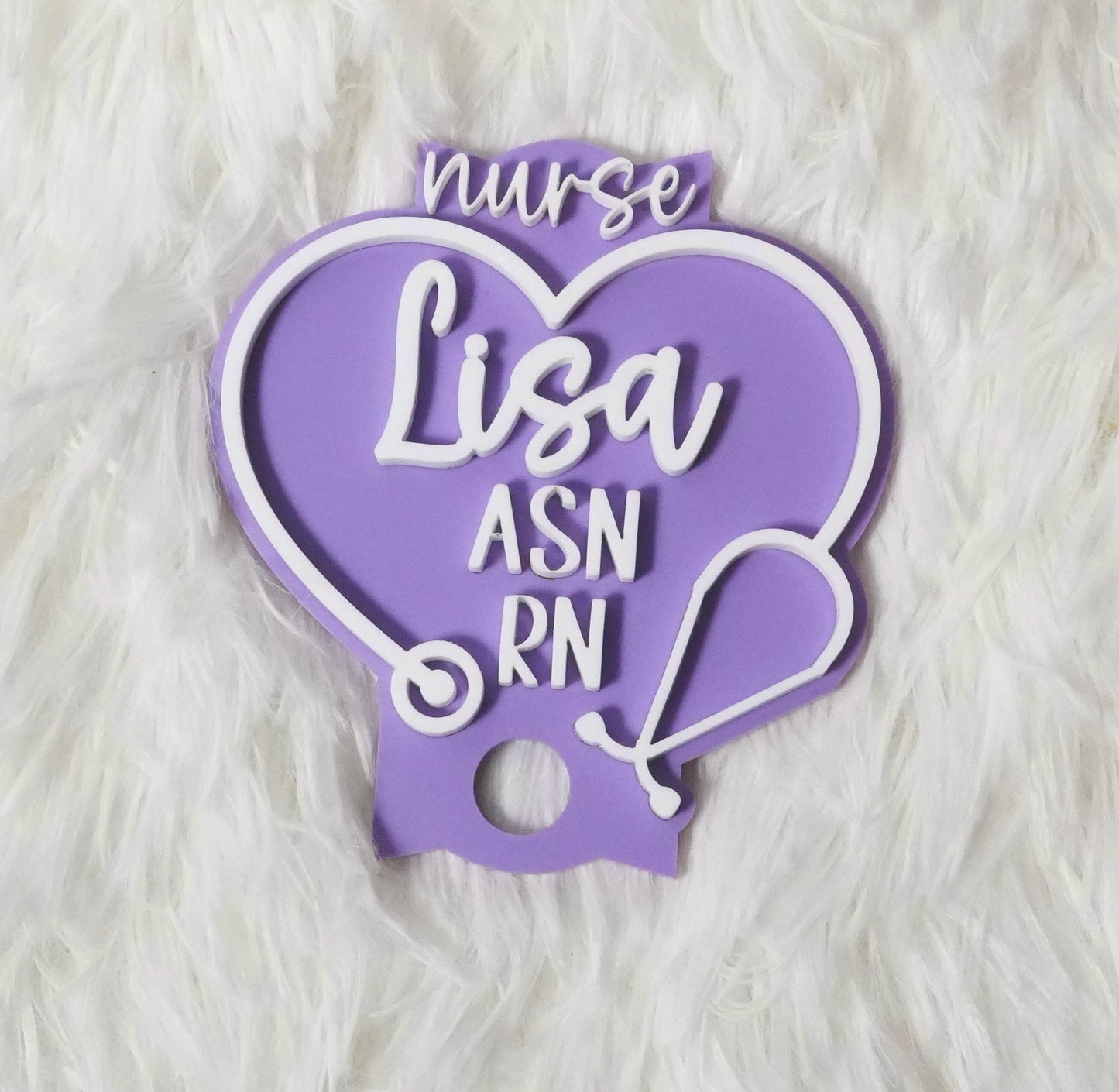 Personalized Glitter Tumbler Topper: Nurse Stethoscope Name Plate
