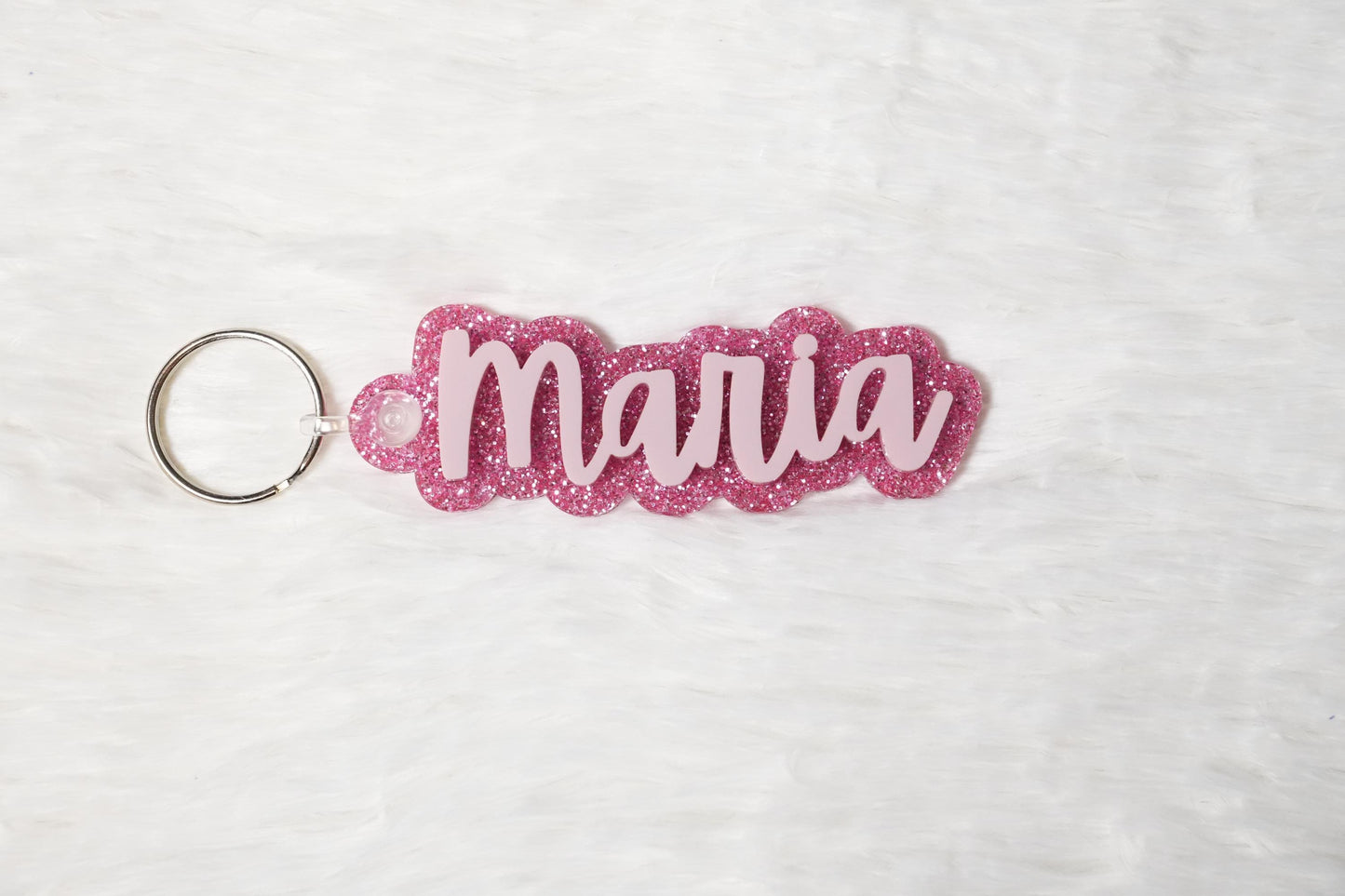 Personalized Glitter Acrylic Name Keychain: Retro Luggage Tag