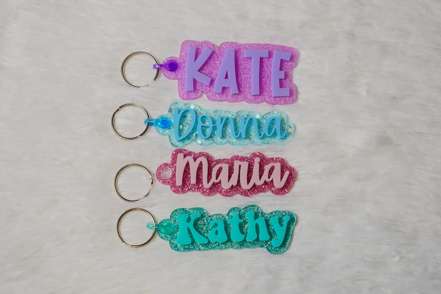 Personalized Glitter Acrylic Name Keychain: Retro Luggage Tag