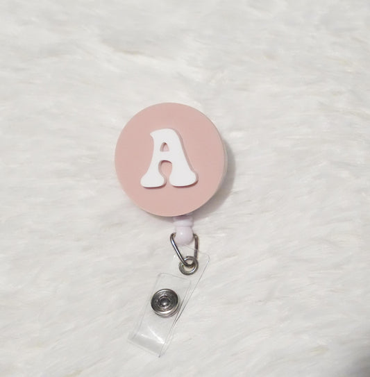 Custom Acrylic Initial Badge Reel: Retractable ID Holder