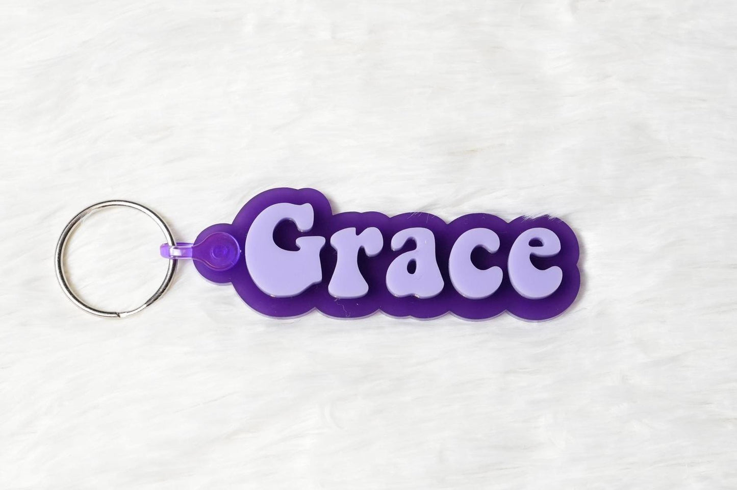Personalized Acrylic Name Keychain: Retro Backpack Tag