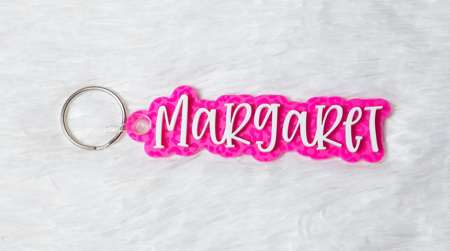 Personalized Acrylic Name Keychain: Retro Backpack Tag