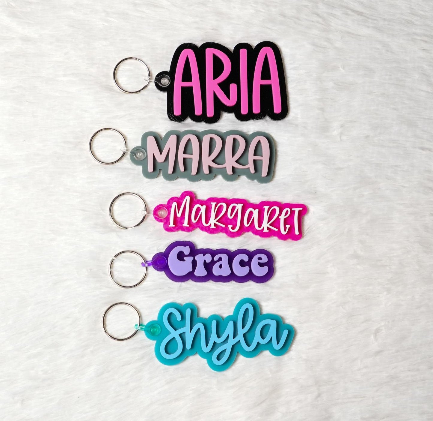 Personalized Acrylic Name Keychain: Retro Backpack Tag