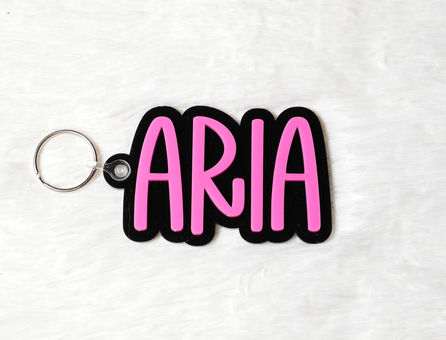 Personalized Acrylic Name Keychain: Retro Backpack Tag