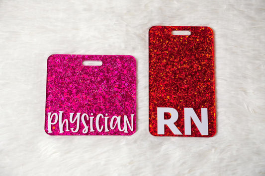Glitter Badge Buddy: RN Nurse Gift, Acrylic Badge Reel Accessory