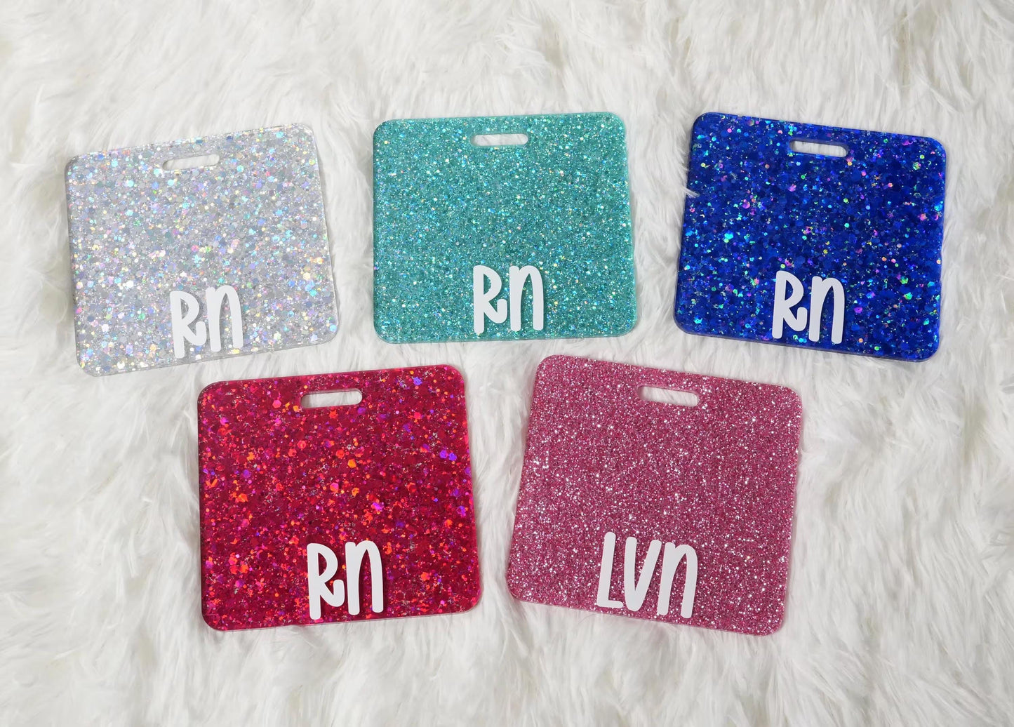Glitter Badge Buddy: RN Nurse Gift, Acrylic Badge Reel Accessory