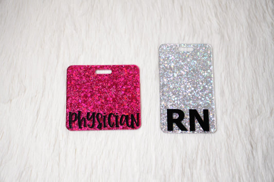Personalized Black Letter Acrylic Badge Buddy - Nurse ID Accessory