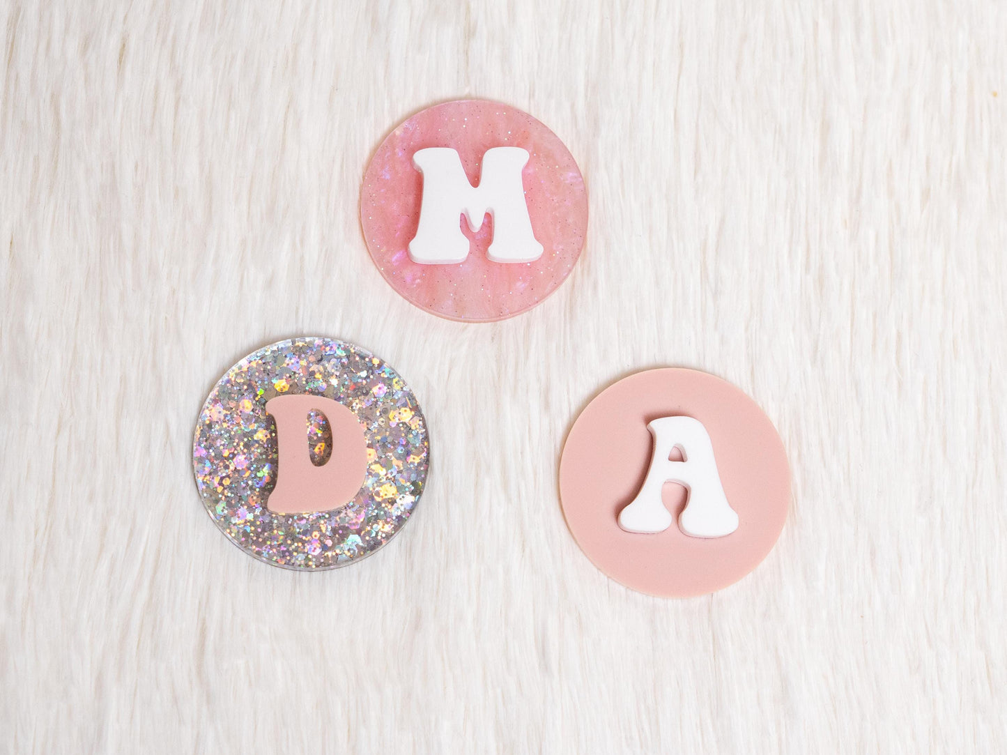 Glitter Initial Badge Reel: Custom Acrylic Nurse/Teacher Accessory