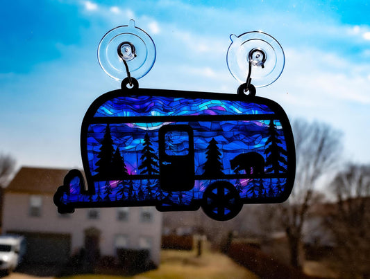 Camper Suncatcher: Faux Stained Glass RV Ornament