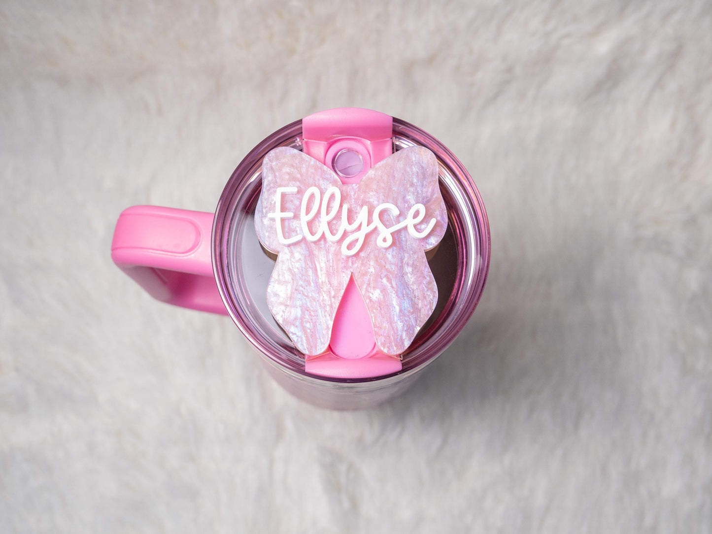 Personalized Stanley Cup Bow Name Plate: Tumbler Accessory