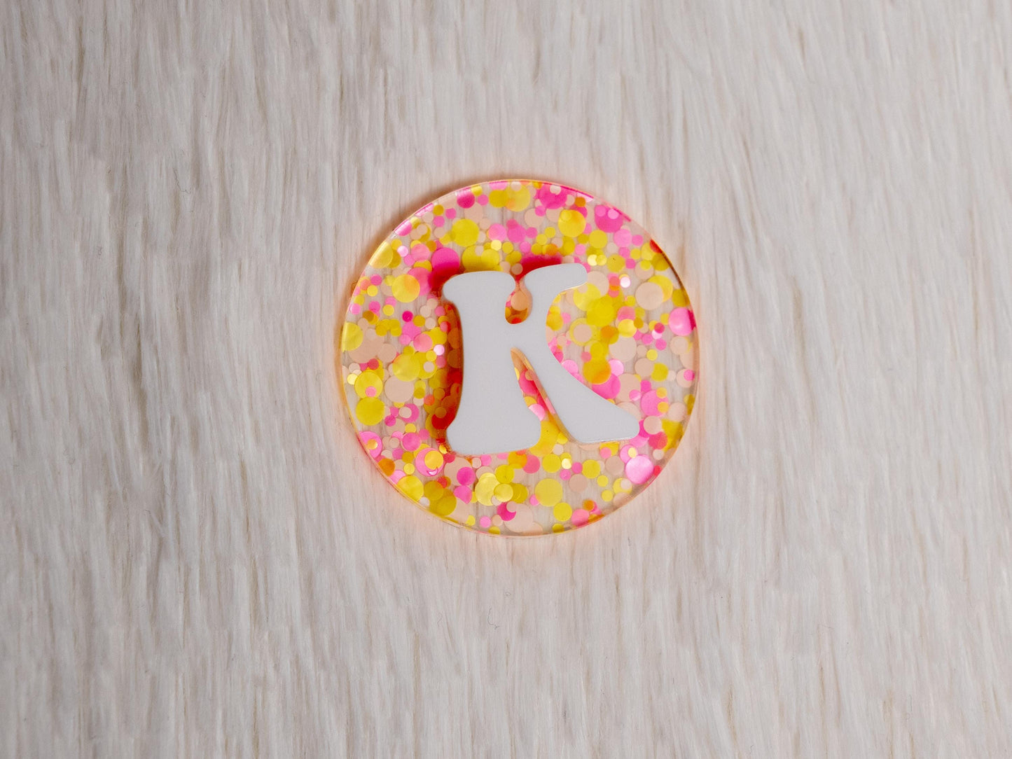 Glitter Initial Badge Reel: Custom Acrylic Nurse/Teacher Accessory