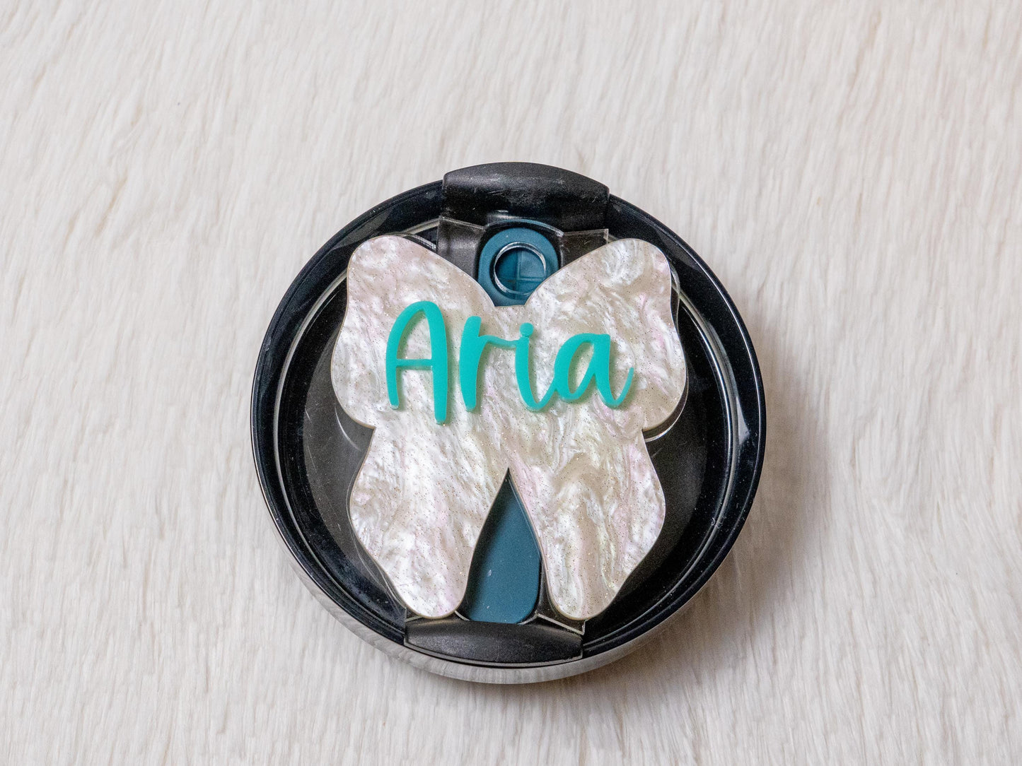 Personalized Stanley Cup Bow Name Plate: Tumbler Accessory
