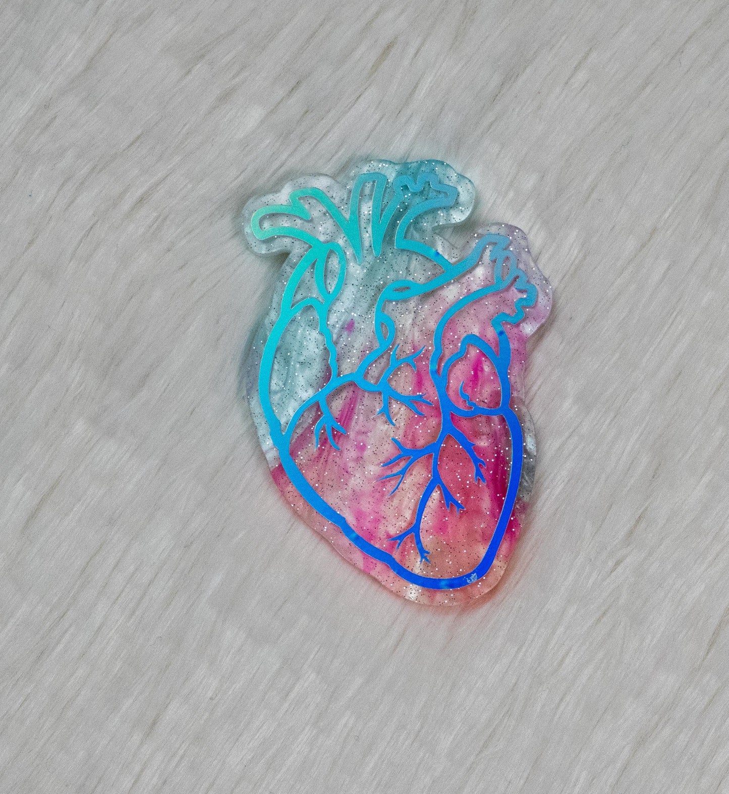 Glitter Anatomical Heart Badge Reel: Nurse, Doctor, Medical ID Holder