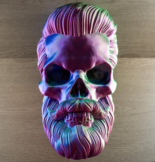 3D Printed Bearded Skull Display for Hats and Headphones