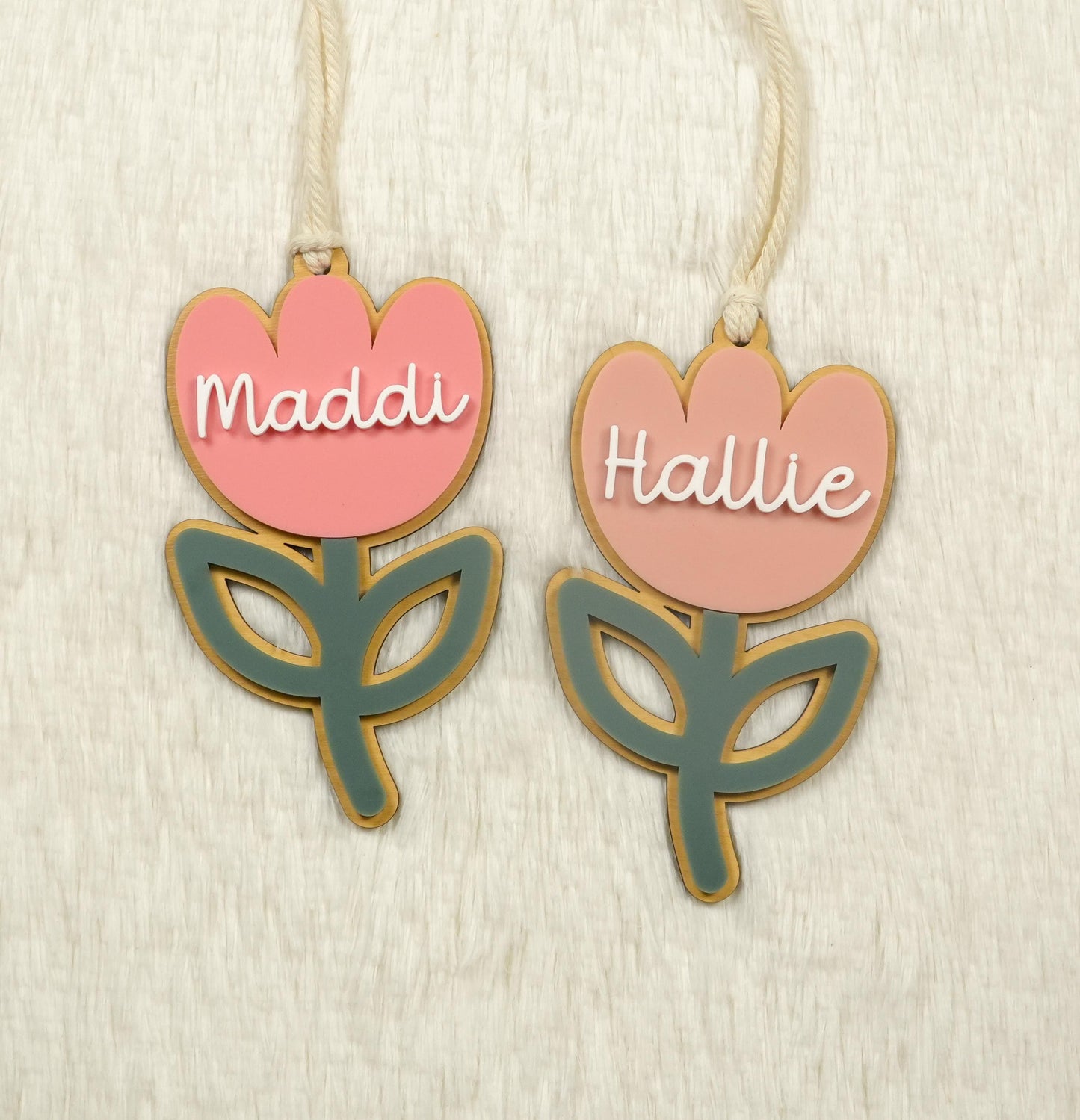 Personalized Easter Basket Tag: Acrylic Tulip Bag Tag