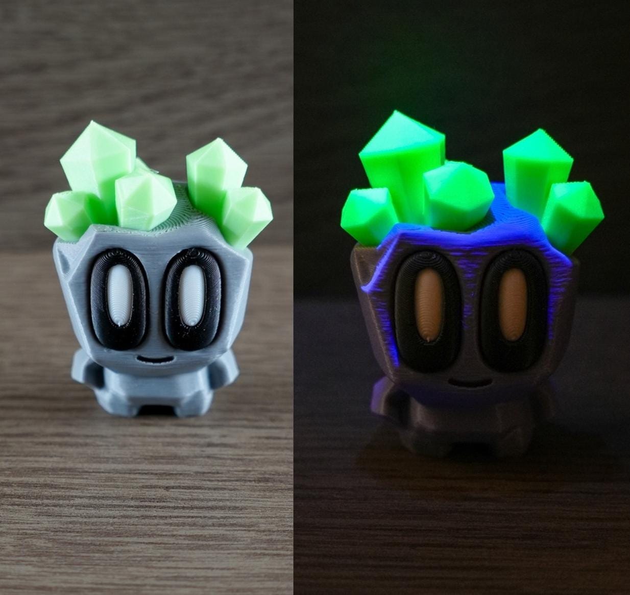 3D Printed Pet Rock Fidget Toy: Glow-in-the-Dark Crystal Geodes