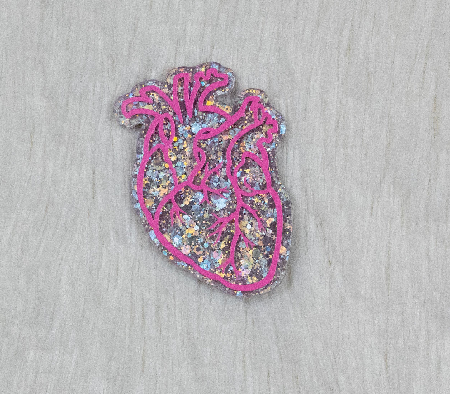 Glitter Anatomical Heart Badge Reel: Nurse, Doctor, Medical ID Holder