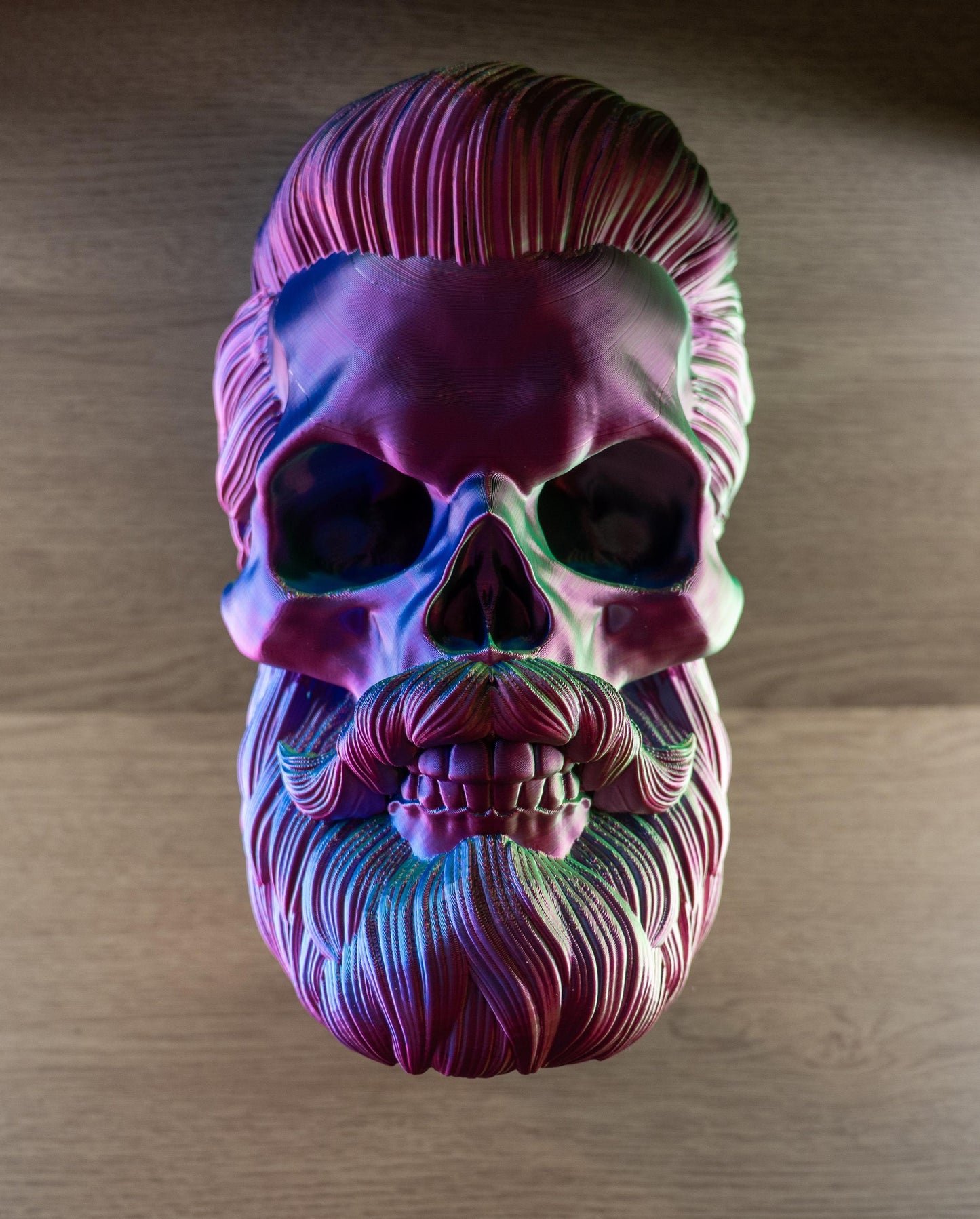 3D Printed Bearded Skull Display for Hats and Headphones