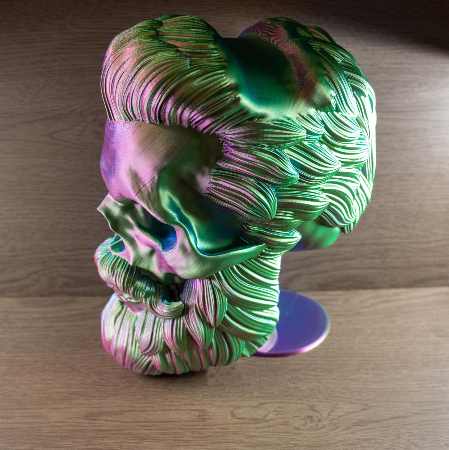 3D Printed Bearded Skull Display for Hats and Headphones