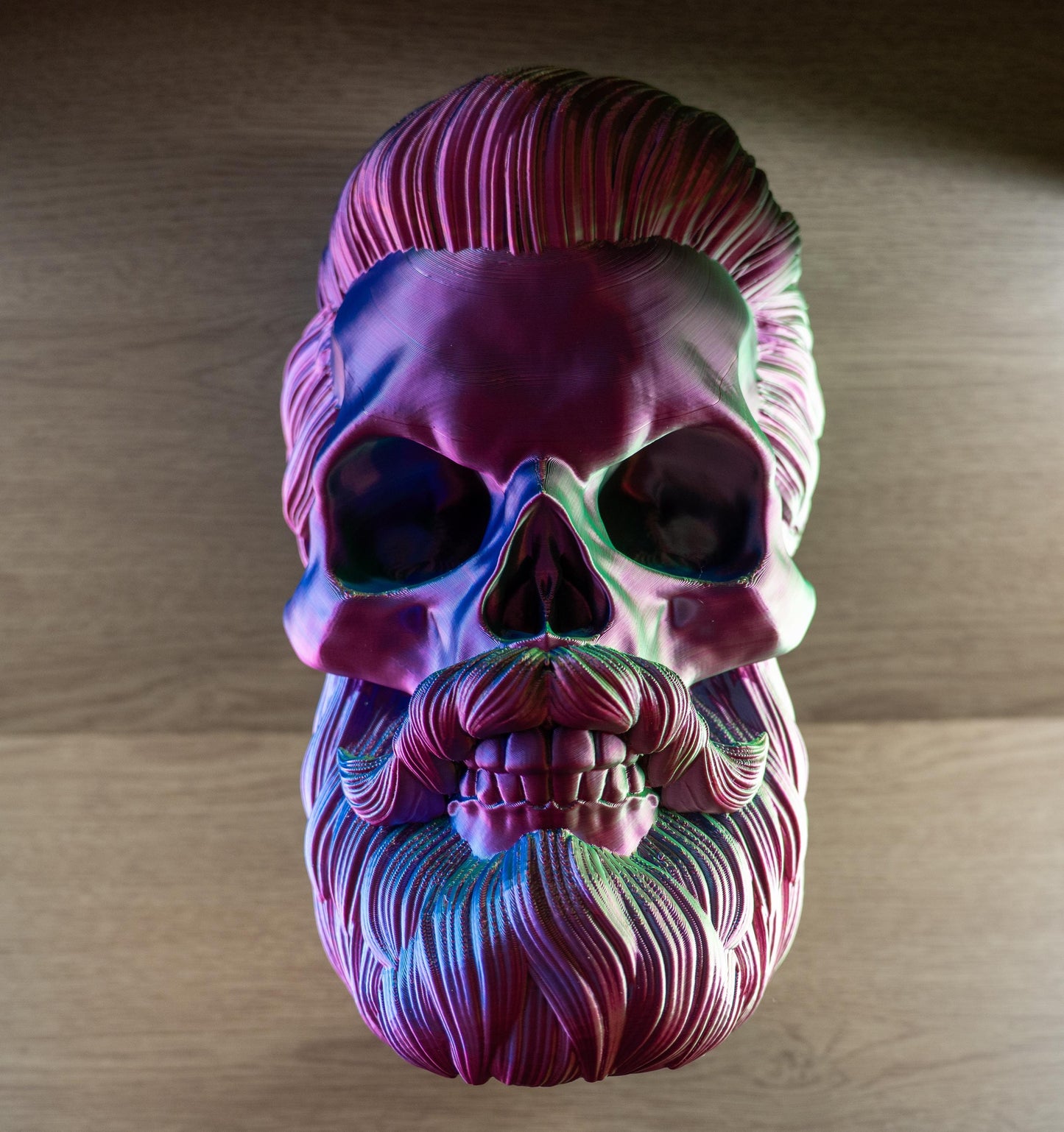 3D Printed Bearded Skull Display for Hats and Headphones