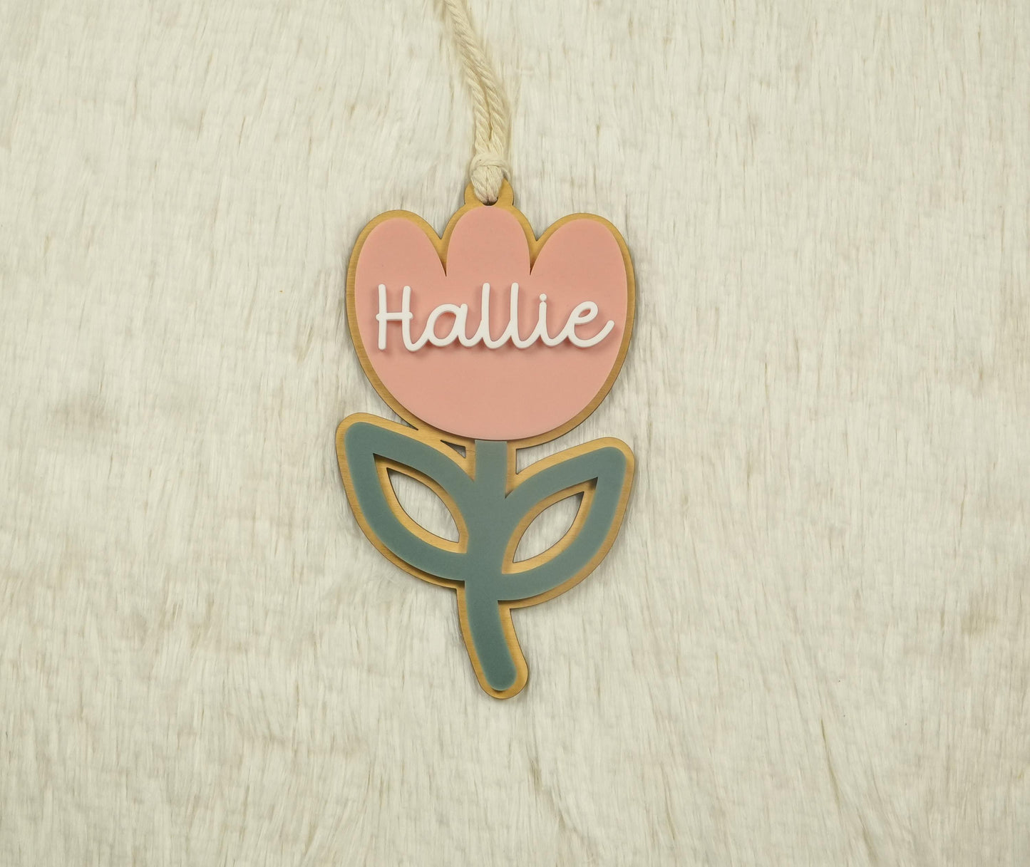 Personalized Easter Basket Tag: Acrylic Tulip Bag Tag