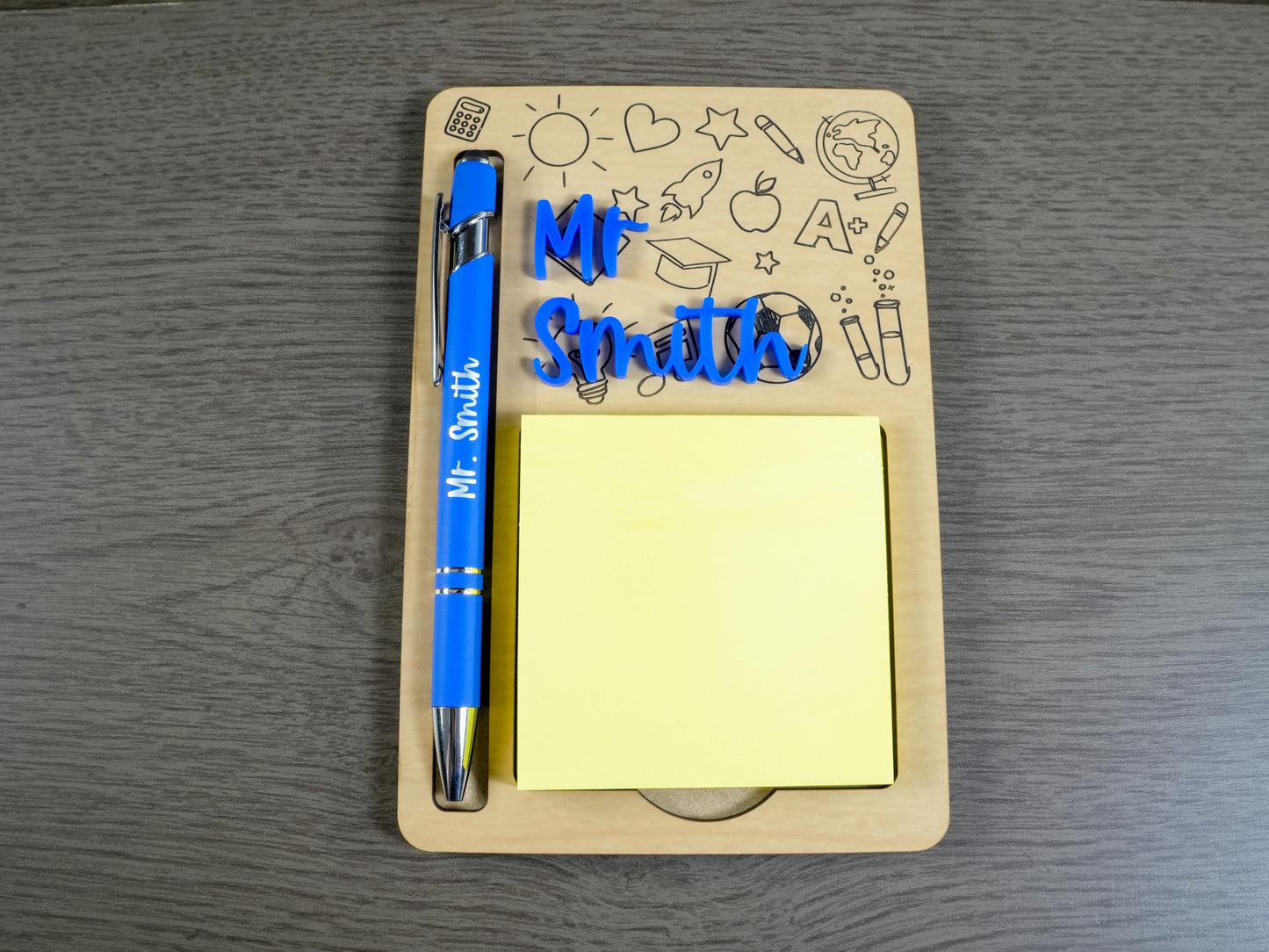 Sticky Note Holder, Pen Holder with Custom Name & Pen, Notes holder, Teacher Gift for Desk, Personalized Teacher Gift Appreciation