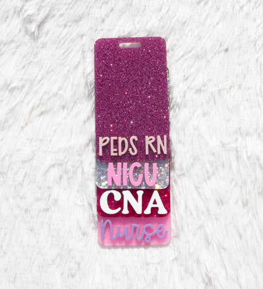 Registered Nurse Badge Buddy – Glitter Acrylic RN Badge Backer | Personalized Nurse ID Tag | Nurse Gift for Badge Reel, Nurse Graduation