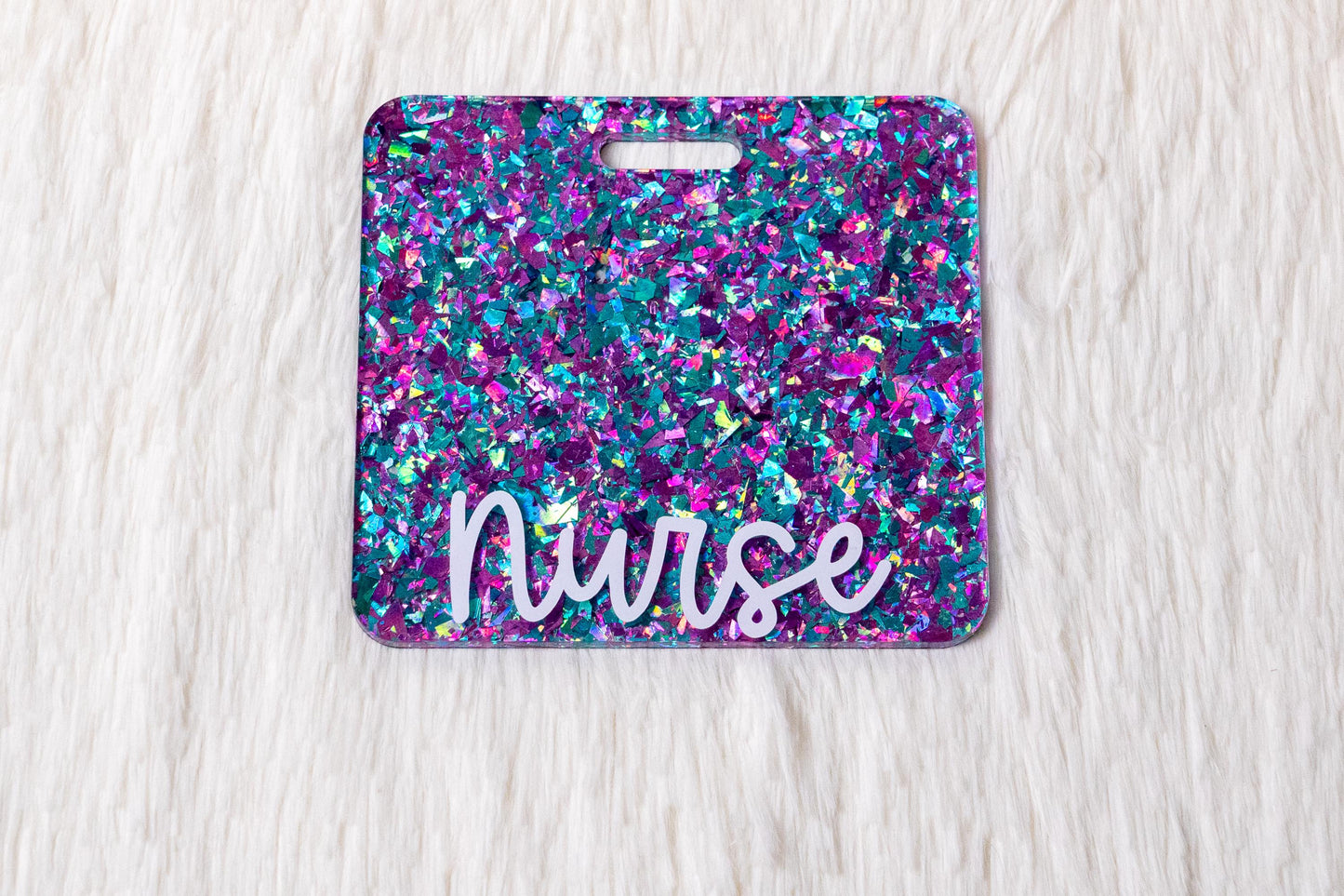 Glitter Badge Buddy: RN Nurse Gift, Acrylic Badge Reel Accessory