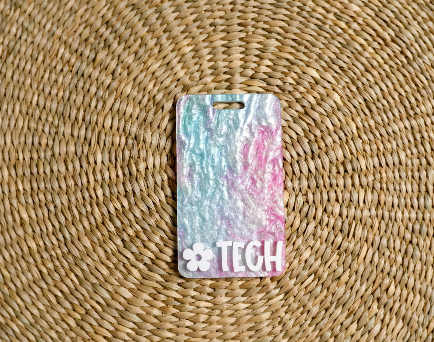 Daisy Glitter Badge Buddy: RN Nurse Gift, Acrylic Badge Reel Accessory