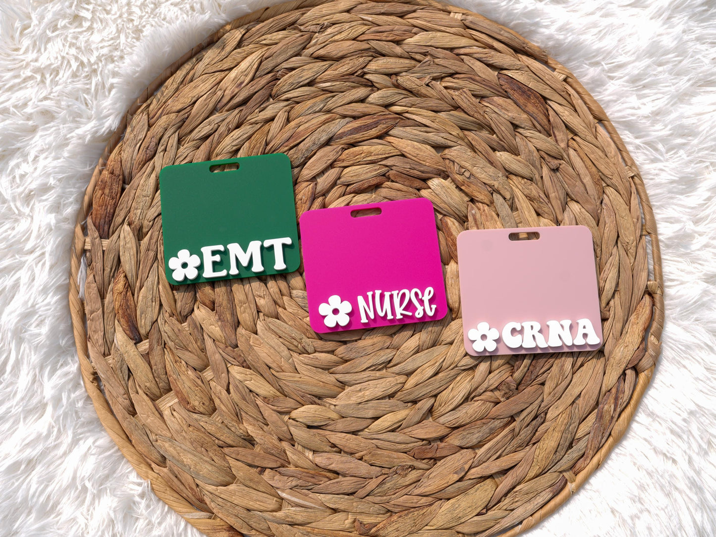 Daisy Matte Badge Buddy: RN Nurse Gift, Acrylic Badge Reel Accessory