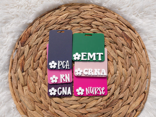 Daisy Matte Badge Buddy: RN Nurse Gift, Acrylic Badge Reel Accessory