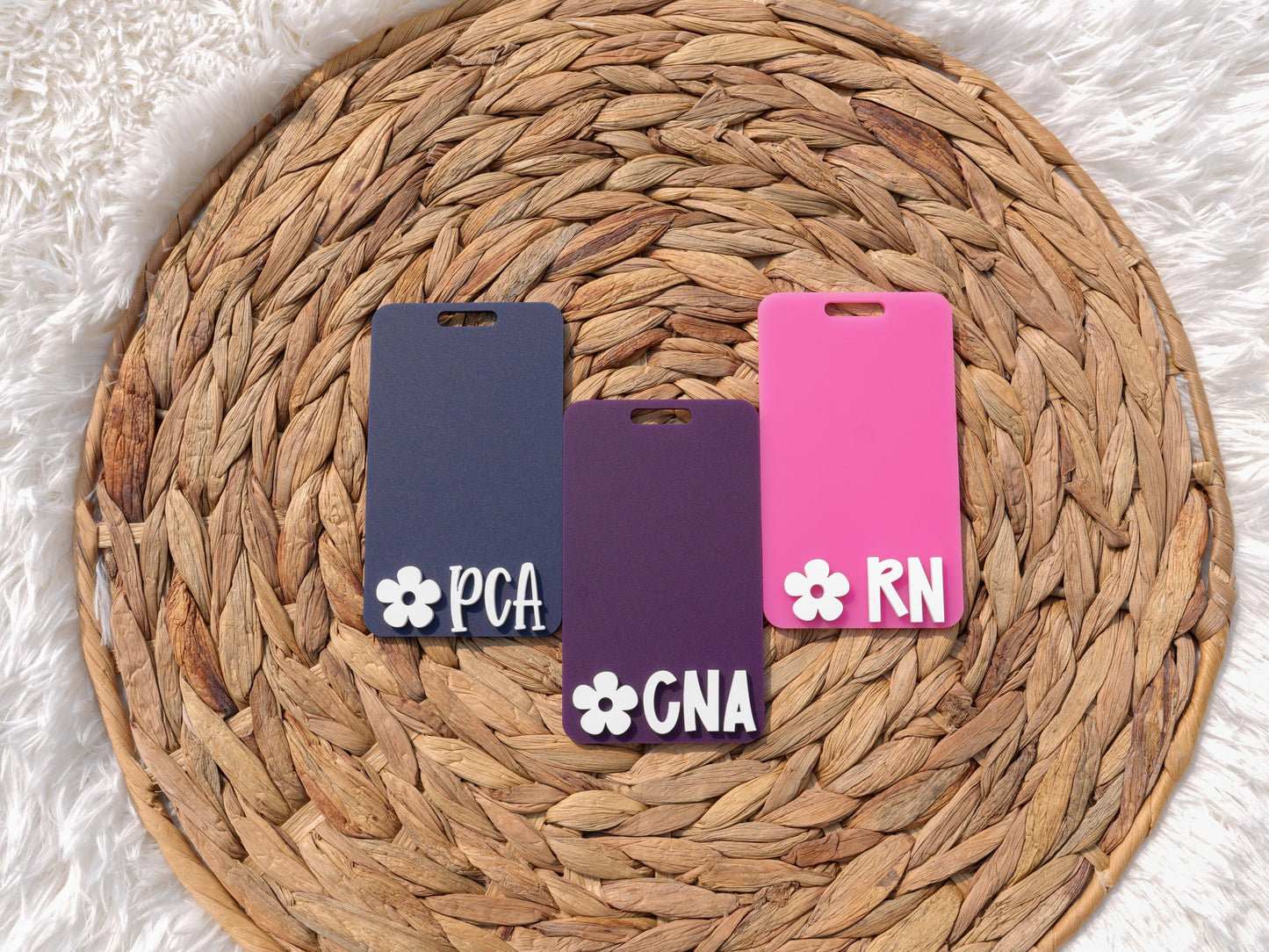 Daisy Matte Badge Buddy: RN Nurse Gift, Acrylic Badge Reel Accessory