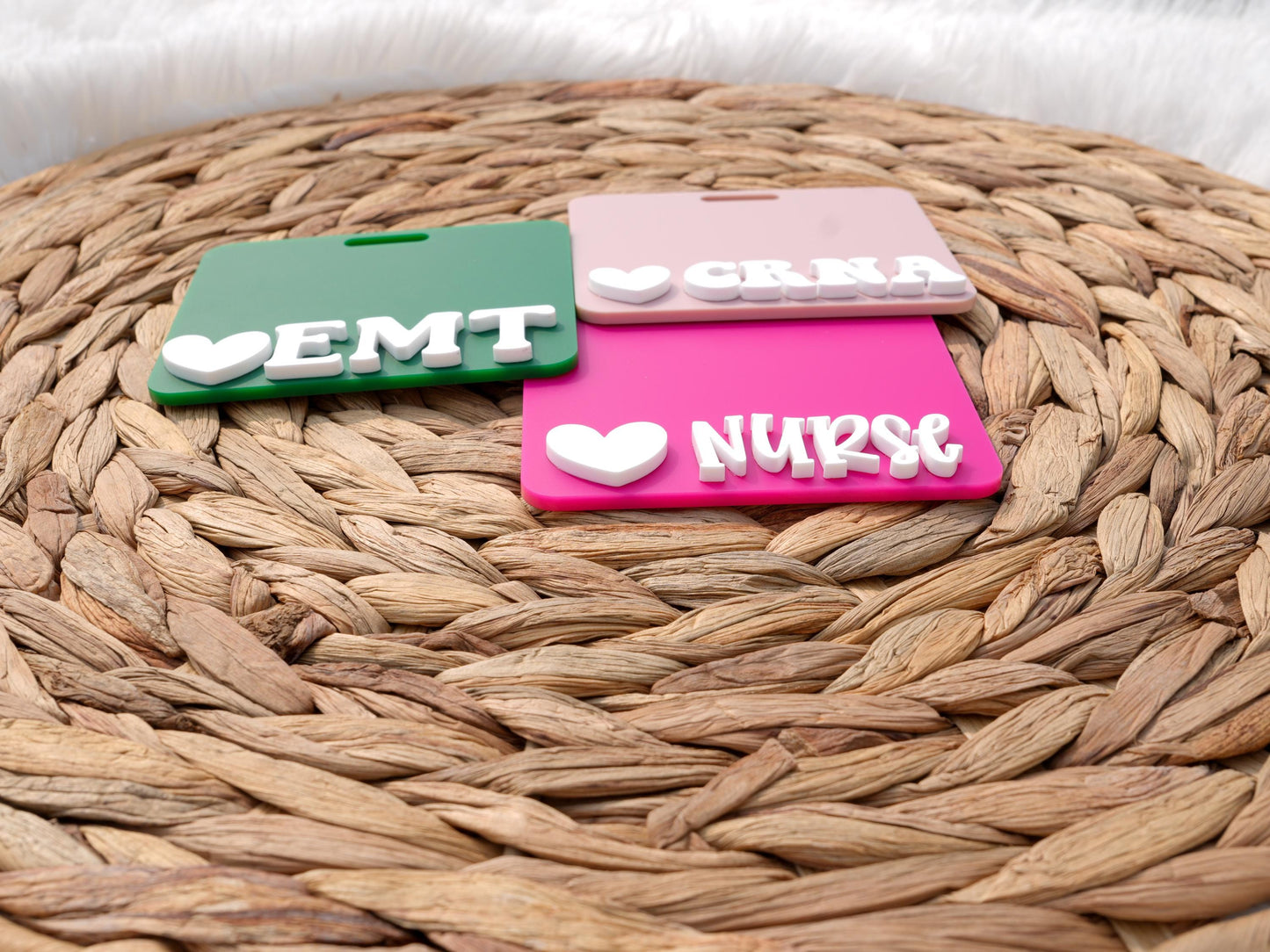 Heart Matte Badge Buddy: RN Nurse Gift, Acrylic Badge Reel Accessory