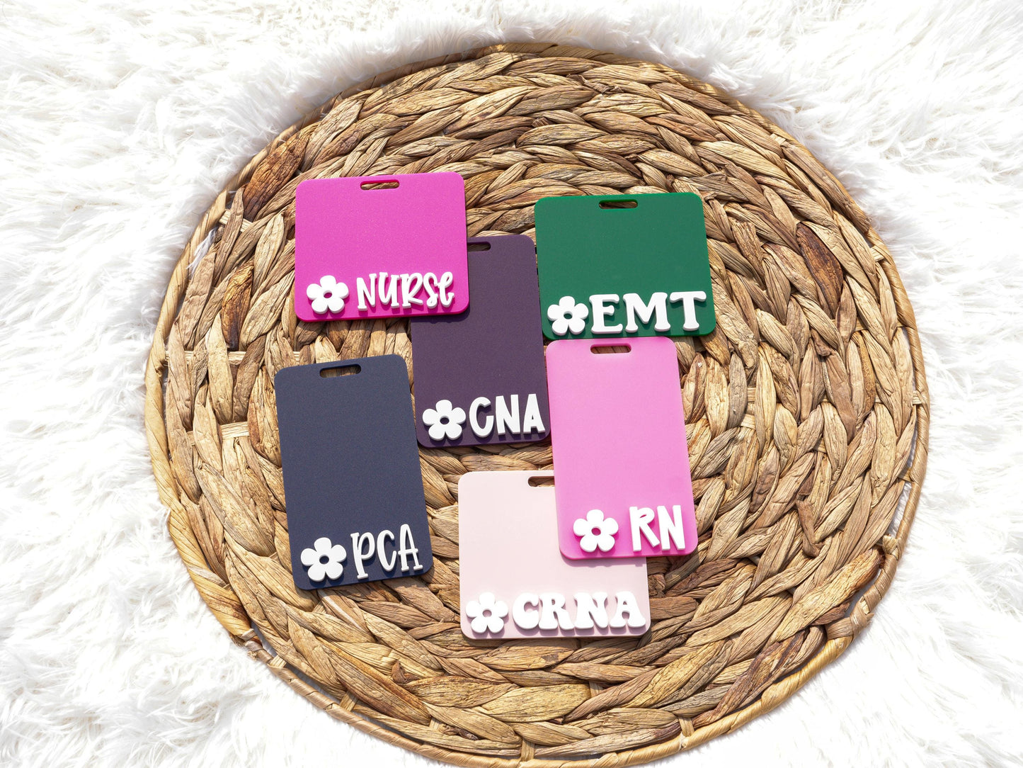 Daisy Matte Badge Buddy: RN Nurse Gift, Acrylic Badge Reel Accessory