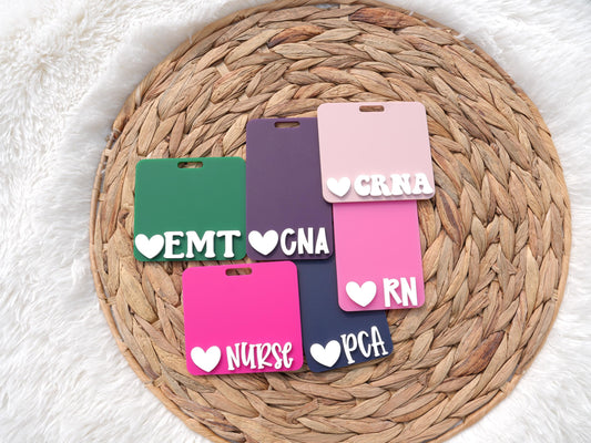 Heart Matte Badge Buddy: RN Nurse Gift, Acrylic Badge Reel Accessory