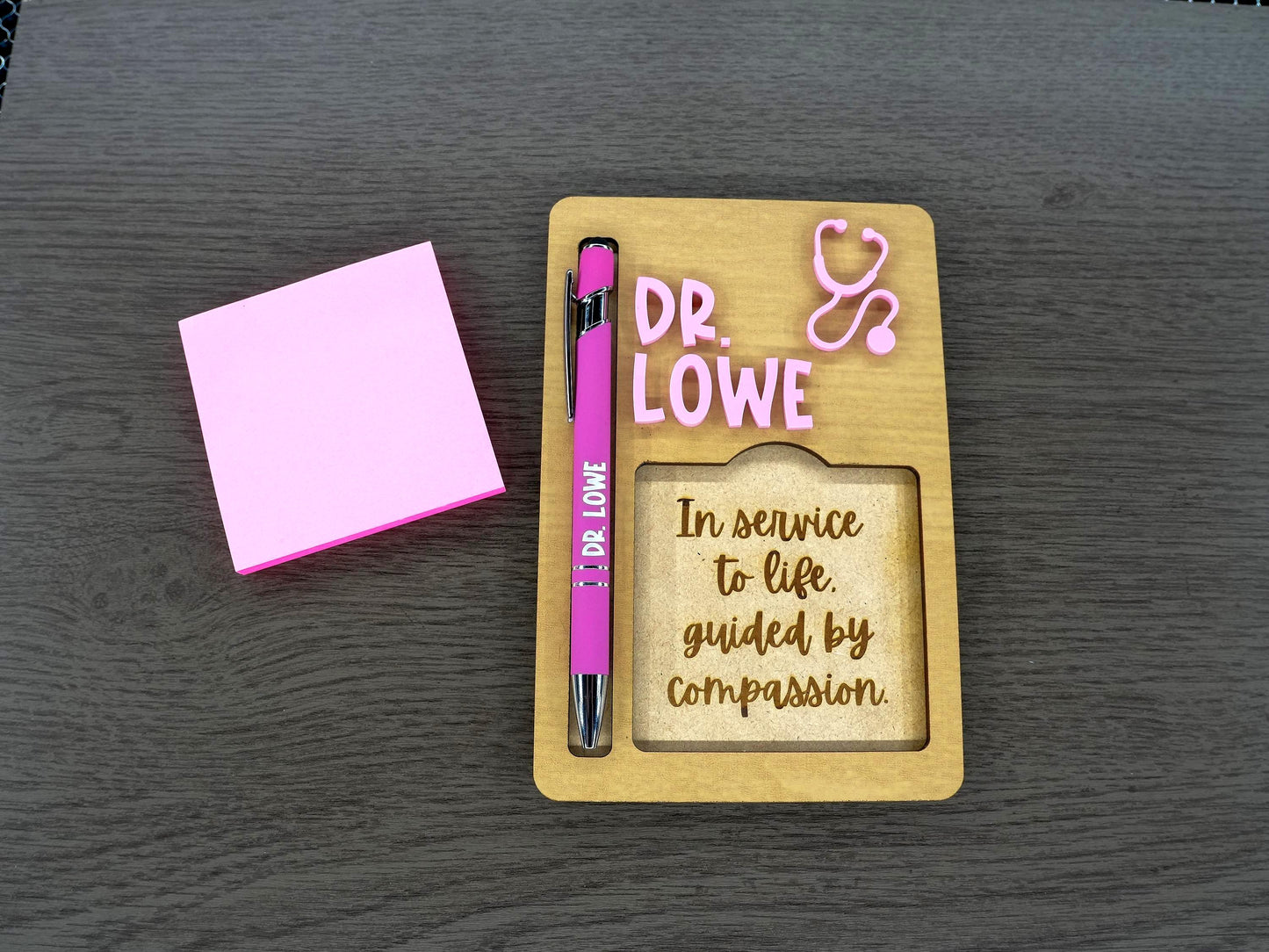 Doctor Gift | Sticky Note Holder for Medical Office | Personalized Healthcare Appreciation Desk Decor