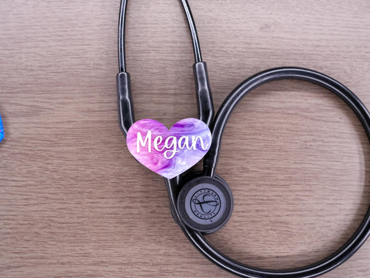 Heart Stethoscope Tag | Personalized Nurse Gift | Stethoscope Charm for RN, NP, or MD